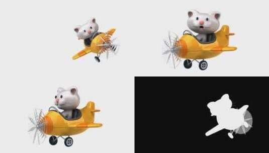 驾驶飞机的卡通猫高清在线视频素材下载