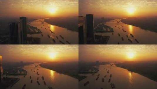 广州之窗日出航拍高清在线视频素材下载