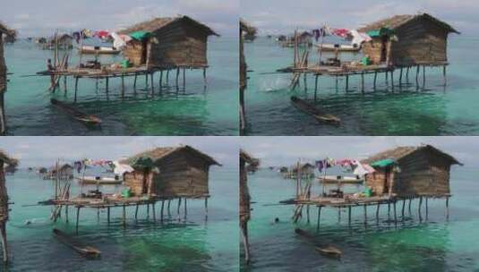 马来西亚仙本那海岛村民风景高清在线视频素材下载