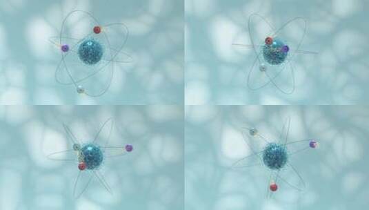 抽象原子概念模型3D渲染高清在线视频素材下载