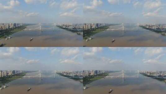 武汉长江风光长江二桥江汉滩航拍高清在线视频素材下载