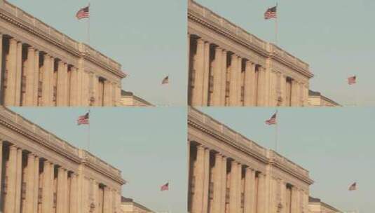 大楼顶上飘扬着旗帜高清在线视频素材下载