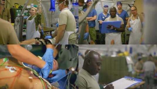医院训练士兵应对战地医疗紧急情况高清在线视频素材下载