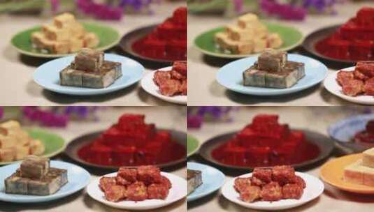 不同品种的腐乳红方青方白方酱豆腐臭豆腐高清在线视频素材下载