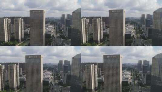 蓝天白云的城市景观高清在线视频素材下载