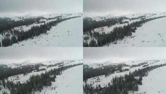 从空中俯瞰滑雪区高清在线视频素材下载