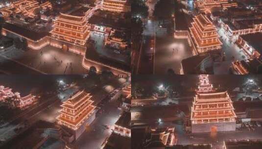 潮州市广济桥夜景航拍延时高清在线视频素材下载