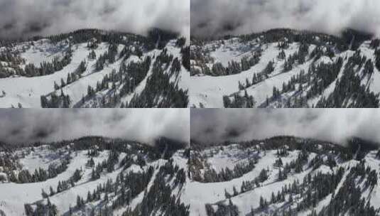 从空中俯瞰滑雪山高清在线视频素材下载