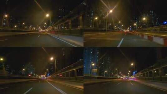 上海封城中的稀疏夜晚高架路高清在线视频素材下载
