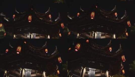 杭州桥西历史文化街区古建筑夜景高清在线视频素材下载