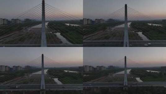 城市航拍凌波大桥及俯瞰洛阳高清在线视频素材下载