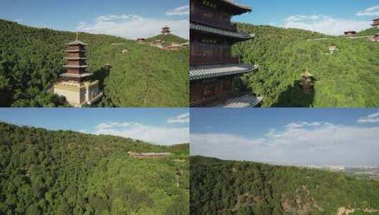 太原太山龙泉寺航拍高清在线视频素材下载