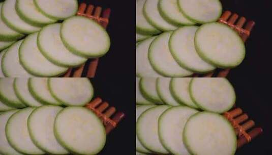 菜瓜片西葫芦青瓜蔬菜高清在线视频素材下载