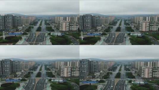 航拍湖南湘潭湘乡城市建设交通大道高清在线视频素材下载