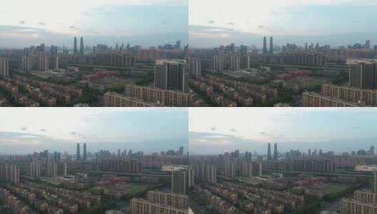 航拍杭州萧山区高清在线视频素材下载
