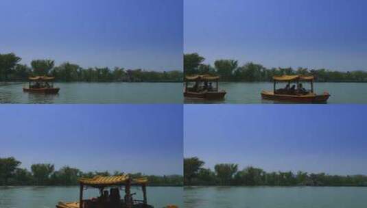 颐和园昆明湖船只高清在线视频素材下载