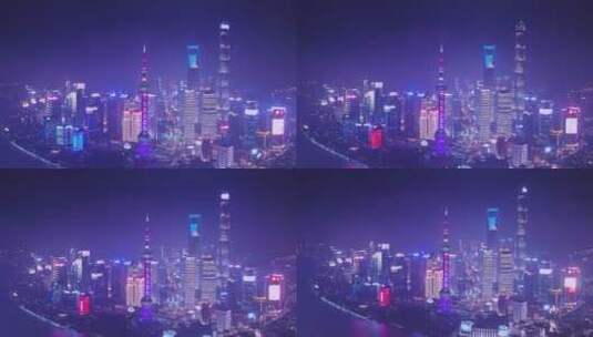上海陆家嘴三件套夜景高清在线视频素材下载