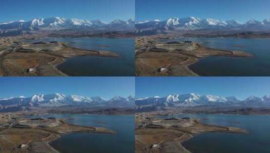 公格尔九别峰和喀拉库勒湖自然风光高清在线视频素材下载