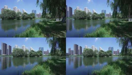 武汉武昌区内沙湖公园高清在线视频素材下载