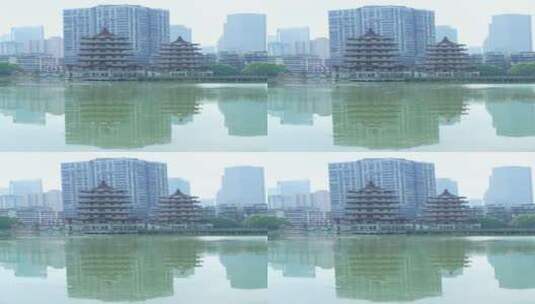 武汉汉口宝岛公园竖屏风景高清在线视频素材下载