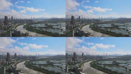深圳河 水系 香港 交界处 水塘高清在线视频素材下载