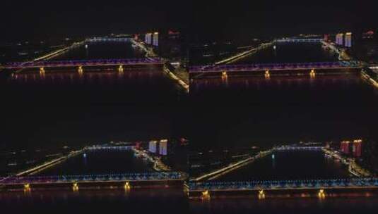 湖北襄阳汉江大桥夜景高清在线视频素材下载