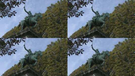 巴黎拉斐特雕像仰拍高清在线视频素材下载