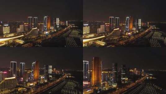 厦门环岛路海边商业夜景景观高清在线视频素材下载
