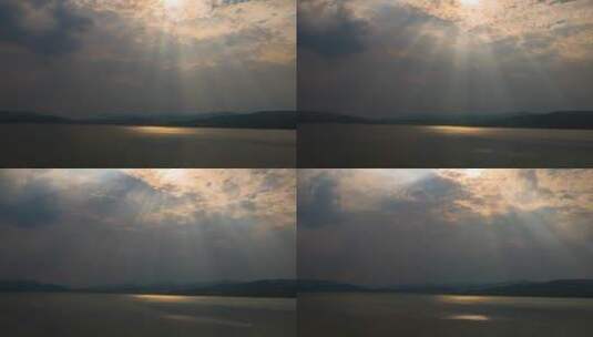 阳光光束云层湖光波色延时摄影高清在线视频素材下载