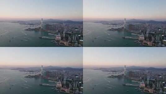 航拍香港维多利亚港九龙区尖沙咀高清在线视频素材下载