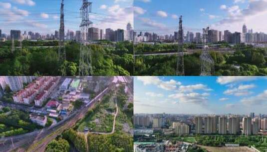 上海徐汇梦公园清晨航拍合集高清在线视频素材下载
