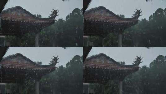 泉州开元寺东西塔雨景雨滴下雨天高清在线视频素材下载