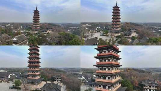 江苏扬州大明寺冬季宣传片航拍高清在线视频素材下载