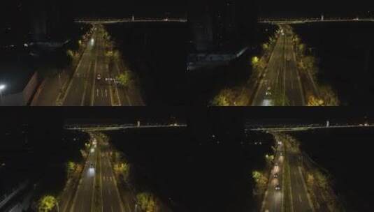 泉州江滨南路夜景航拍城市道路公路夜晚车流高清在线视频素材下载