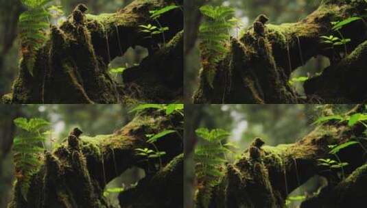 被苔藓覆盖的原木高清在线视频素材下载