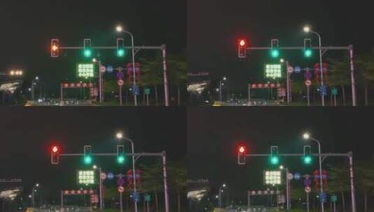 道路夜景红绿灯高清在线视频素材下载