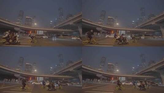 北京夜景 国贸夜景车流高清在线视频素材下载