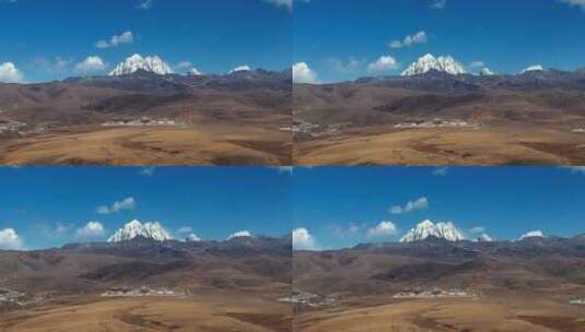 雅拉雪山下的木雅大寺航拍高清在线视频素材下载