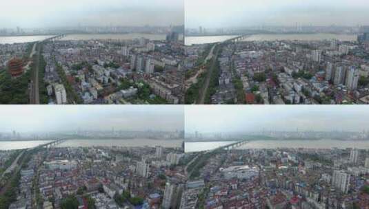 武汉城市江边建筑航拍高清在线视频素材下载
