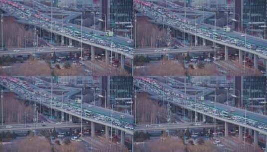 长焦视角高架桥车流高清在线视频素材下载