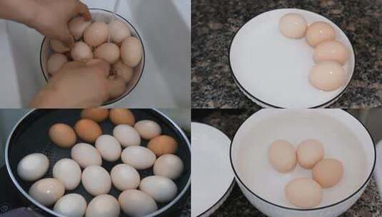 洗鸡蛋煮鸡蛋视频素材4k高清在线视频素材下载
