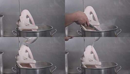 广东卤鹅高汤浇在鹅肉上高清在线视频素材下载