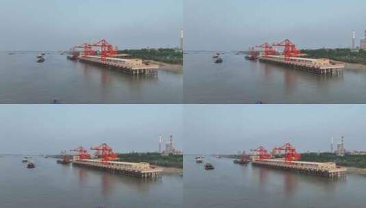 九江港城东港区国家能源卸煤码头环绕航拍高清在线视频素材下载