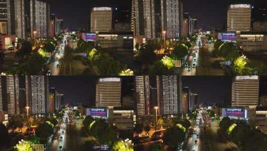 昆明北京路夜景航拍高清在线视频素材下载