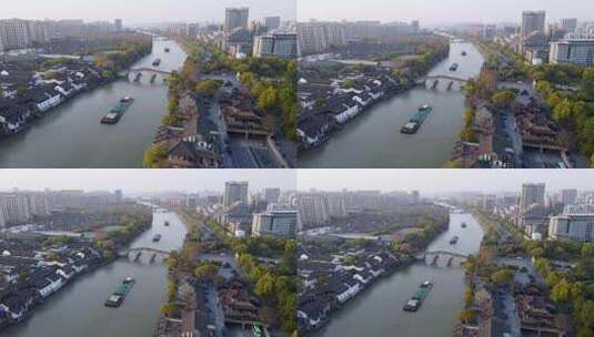 4k 航拍杭州塘西古镇拱宸桥古建筑高清在线视频素材下载