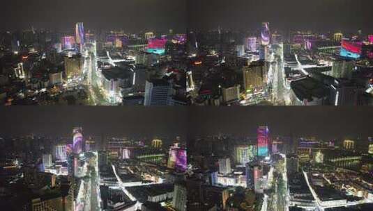 广西南宁城市夜景交通航拍高清在线视频素材下载