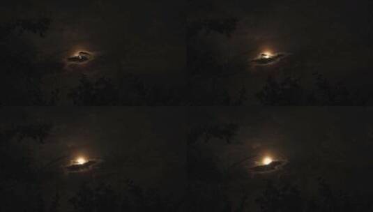 夜晚月亮被乌云遮挡后散开4K高清在线视频素材下载