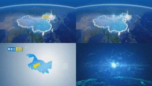 地球俯冲定位地图辐射中国绥化高清在线视频素材下载