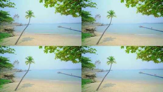 海南三亚 海边椰树沙滩 海滩度假高清在线视频素材下载