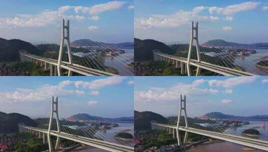 福州长门特大桥航拍桥梁右后移高清在线视频素材下载